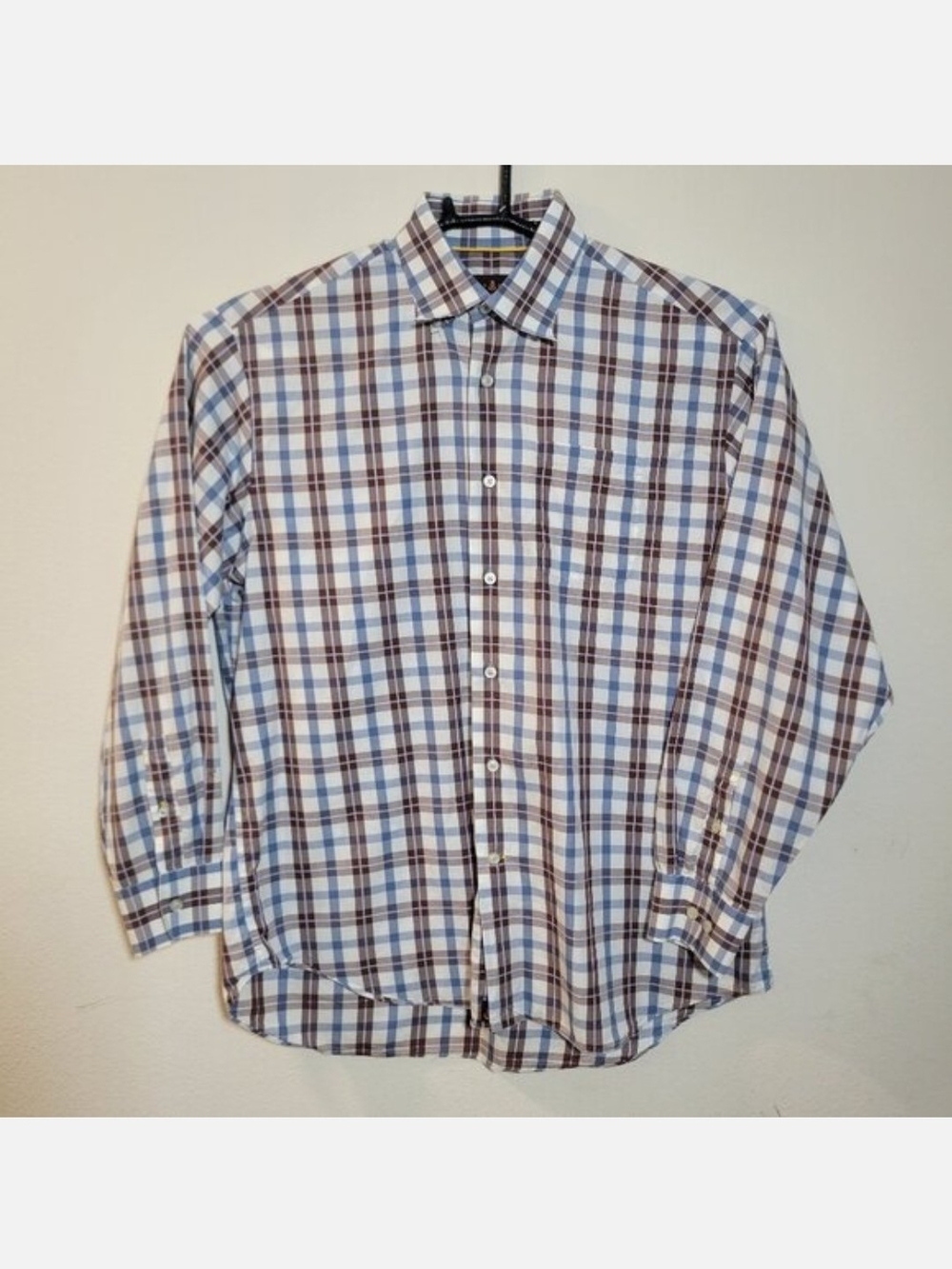 Robert Talbott Classic Men's Large Button Down Plaid Shirt Long Sleeve Cotton